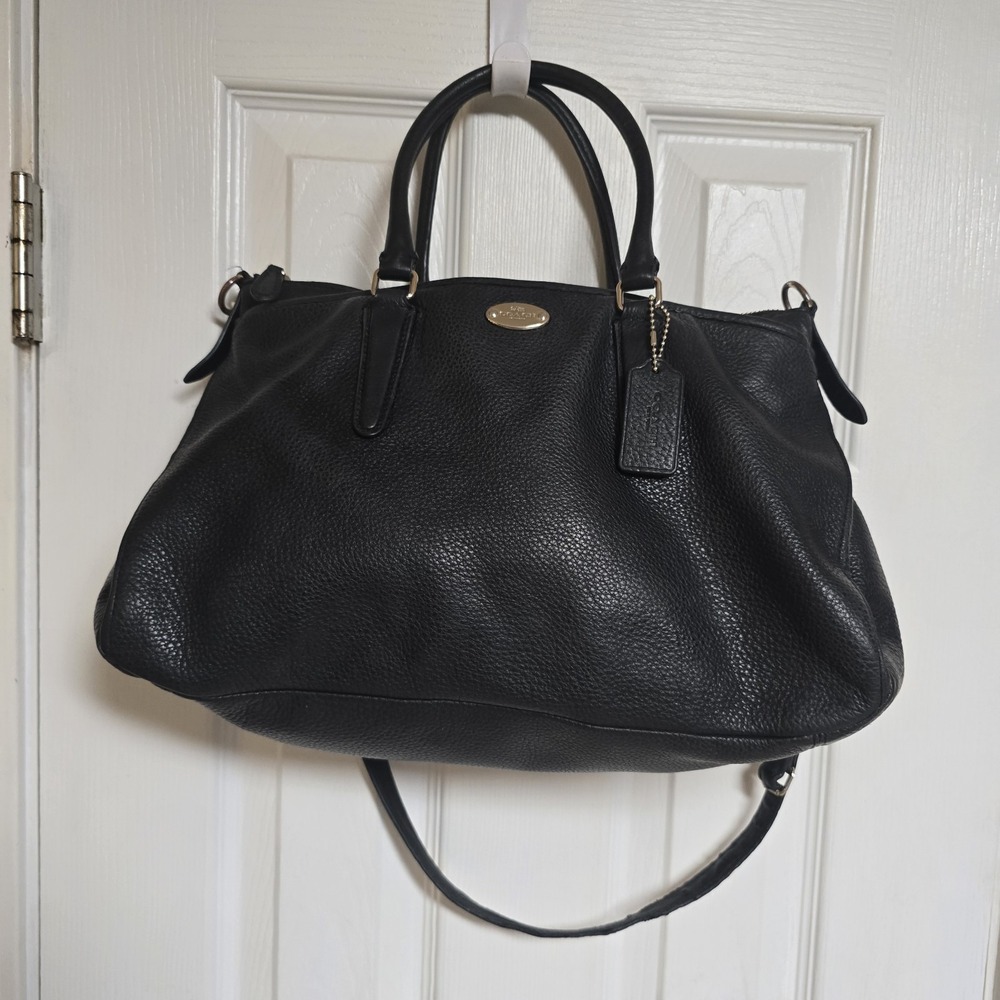 Coach Pebbled Leather Morgan Satchel F35185 Midnight Blue Handbag Shoulder Bag